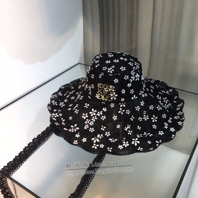 LOEWE新品女士帽子 羅意威小花帶繩蕾絲遮陽帽漁夫帽  mm1516